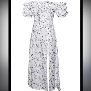 Miss Circle NYC Summer Floral Linen Cotton Midi Dress Sz M
